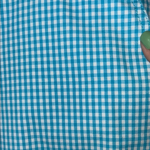 Manhattan Chino Blue Bermuda Shorts Classic Gingham Pattern from NY&Co Size 10 - Picture 2 of 9